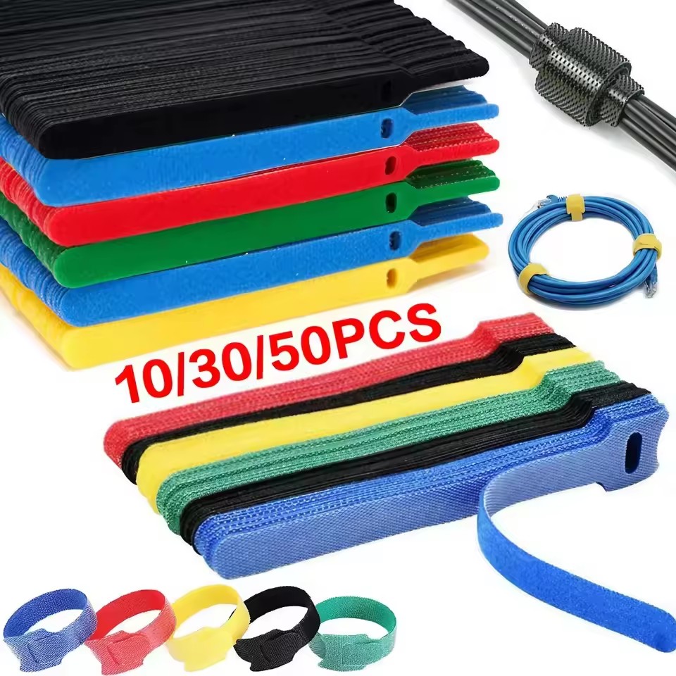 Phone Accessories Hanger - 10/30/50pcs สายReusable HookและLOOPสายผูกการจัดการสายเคเบิลสายWinderเทปProtectorโทรศัพท์อุปกรณ์เสริม