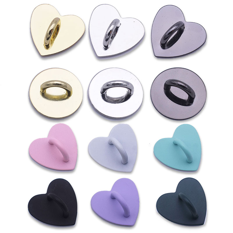 Phone Accessories Hanger - 5PCS Kawaii กาวโลหะหัวใจ Charm ผู้ถือโทรศัพท์มือถือกรณีแหวนนิ้วมือ Hook