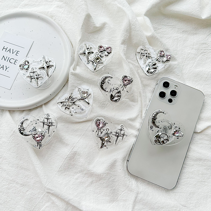 Phone Accessories Crochet - ที่ยึดโทรศัพท์แบบใส ติดด้านหลัง ดีไซน์ Y2K สไตล์ Coquette