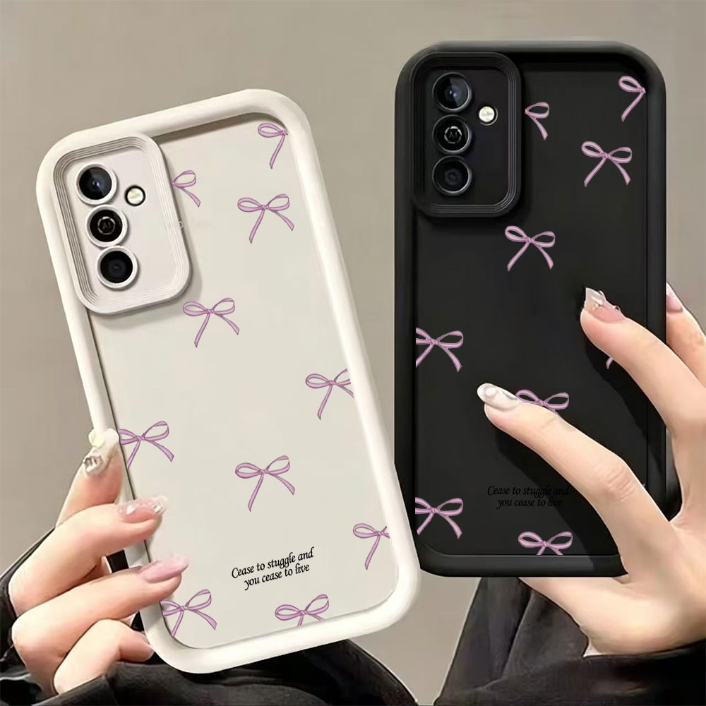 Samsung Galaxy S24 - เคสโทรศัพท์ TPU นิ่มลายโบว์สีชมพู สำหรับ Samsung Galaxy