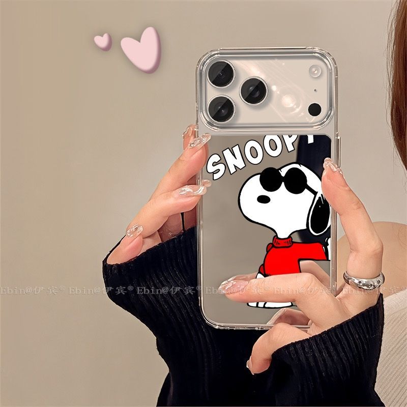 Phone Accessories From China - เคสโทรศัพท์ Snoopy ซีรีส์ธีมเท่ๆ เคสป้องกันโทรศัพท์แบบมีกระจก เหมาะสำหรับโทรศัพท์ Apple